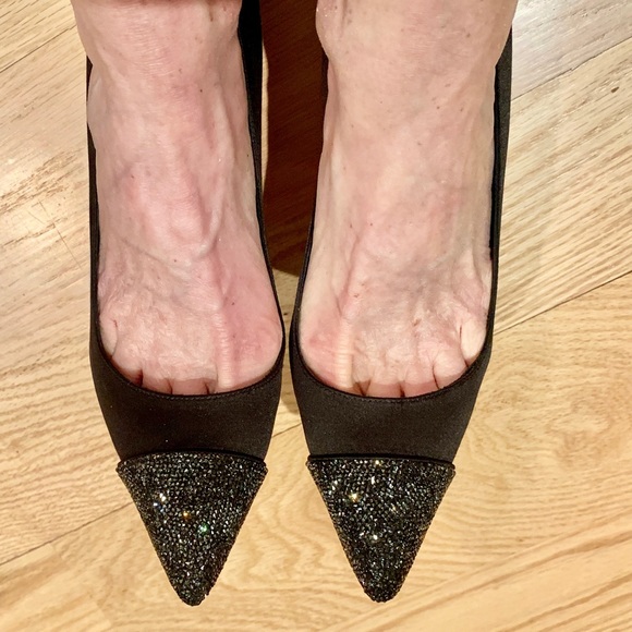 Manolo Blahnik "Crystalbi" Satin Crystal Cap Toe Pumps - MSRP $1095 - Picture 6 of 9